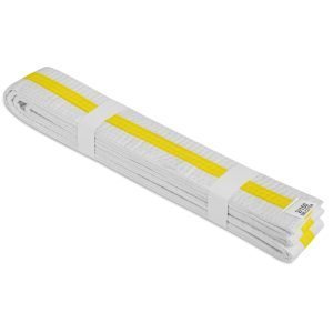 WHITE BELTS- COLOUR STRIPED